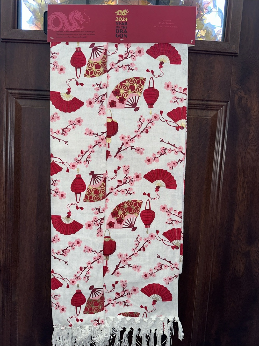 Red and White Lantern Print Decorative table runner - New Year of the Dragon